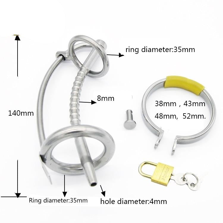 3 Ring Male Chastity Device/Belt with Catheter - Sissy Panty Shop