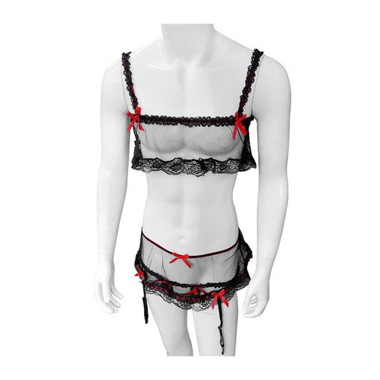 Ruffles & Bowknots Sheer Lingerie Set - Sissy Panty Shop