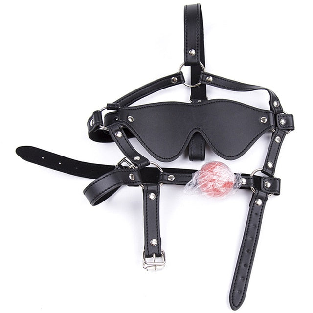 Muzzle Ball Gag Blindfold Harness - Sissy Panty Shop