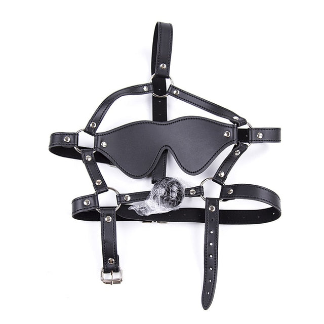 Muzzle Ball Gag Blindfold Harness - Sissy Panty Shop