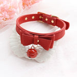 BDSM Bow Leather Collar - Sissy Panty Shop