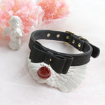 BDSM Bow Leather Collar - Sissy Panty Shop