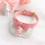 BDSM Bow Leather Collar - Sissy Panty Shop