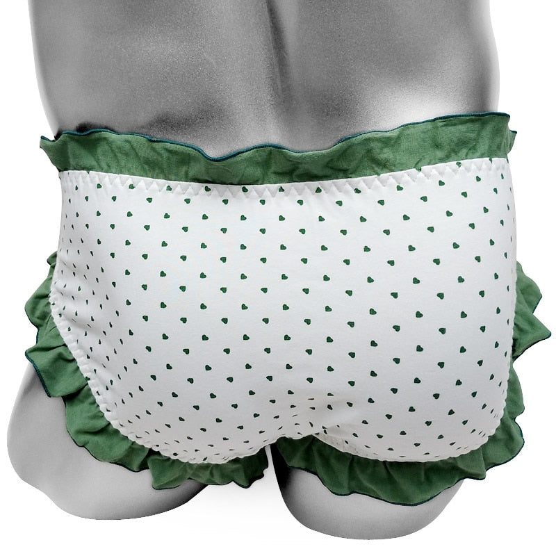 Frilly Ruffle Heart Print Briefs - Sissy Panty Shop