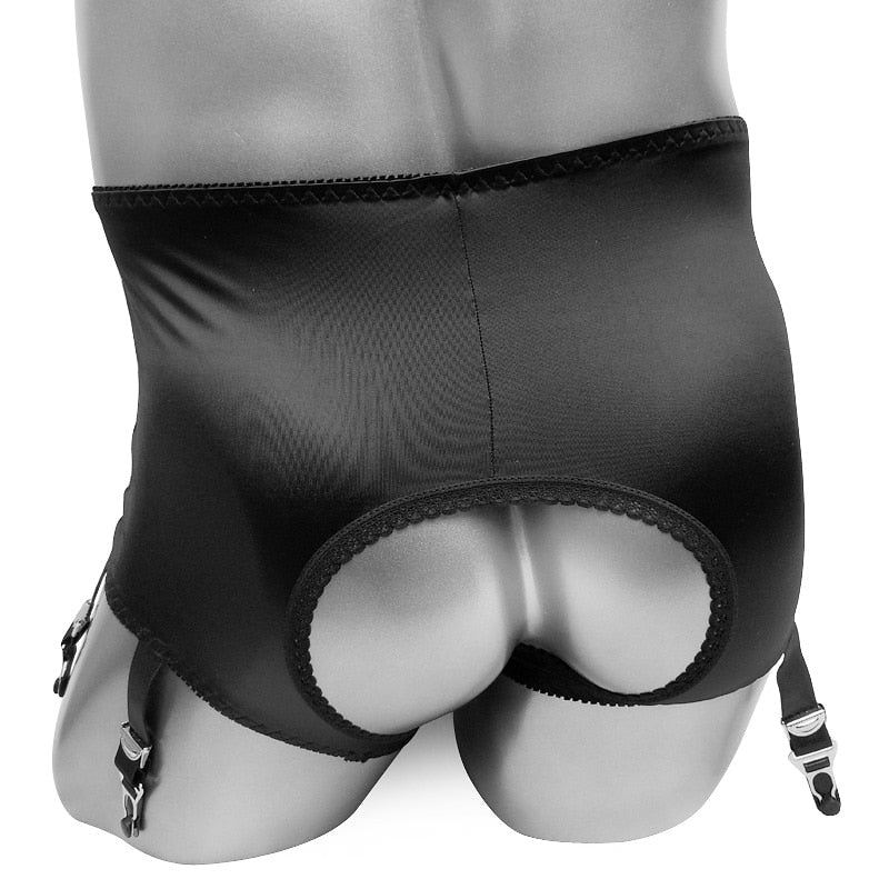 Crotchless Satin Panties with Suspenders - Sissy Panty Shop