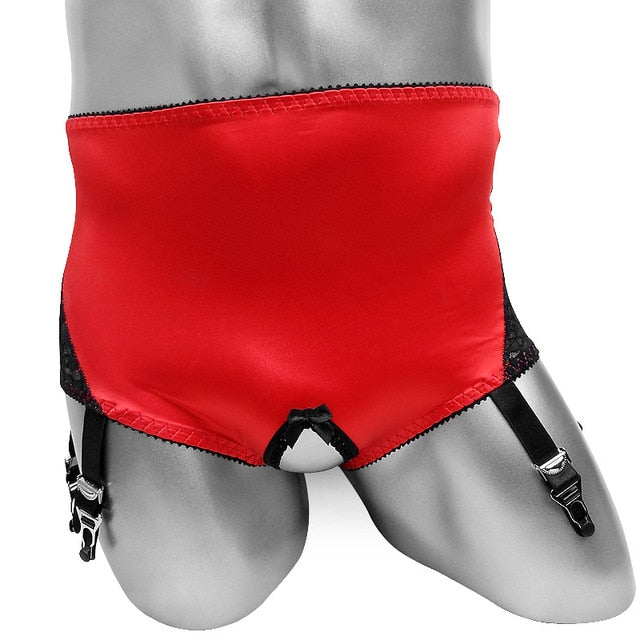 Crotchless Satin Panties with Suspenders - Sissy Panty Shop