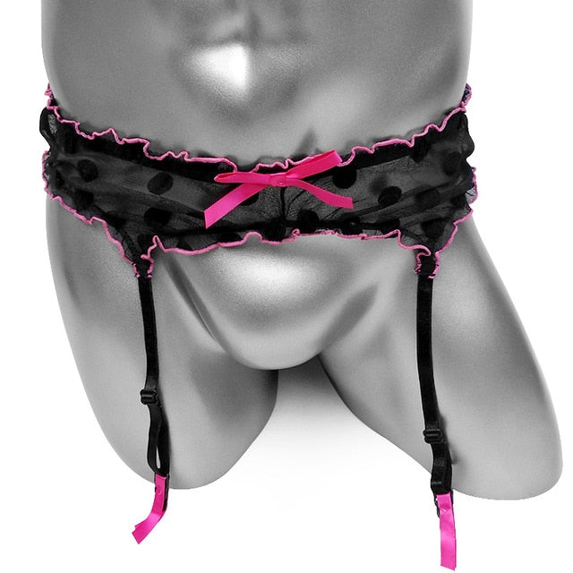 Frilly Polka Dot Lace Garter Belt - Sissy Panty Shop