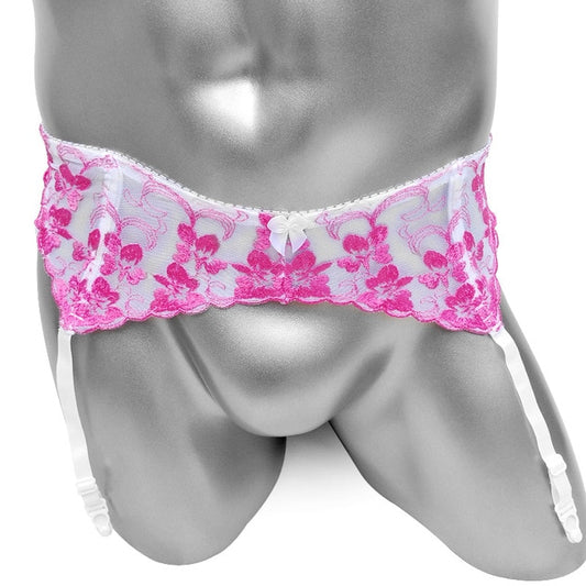 "Sissy Flor" Embroidered Garter Belt - Sissy Panty Shop