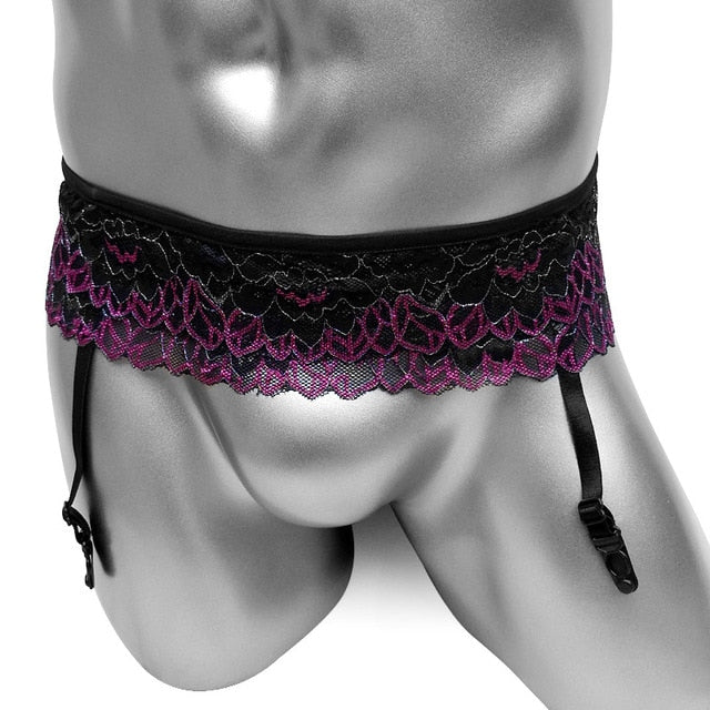 Embroidered Lace Garters Belt - Sissy Panty Shop