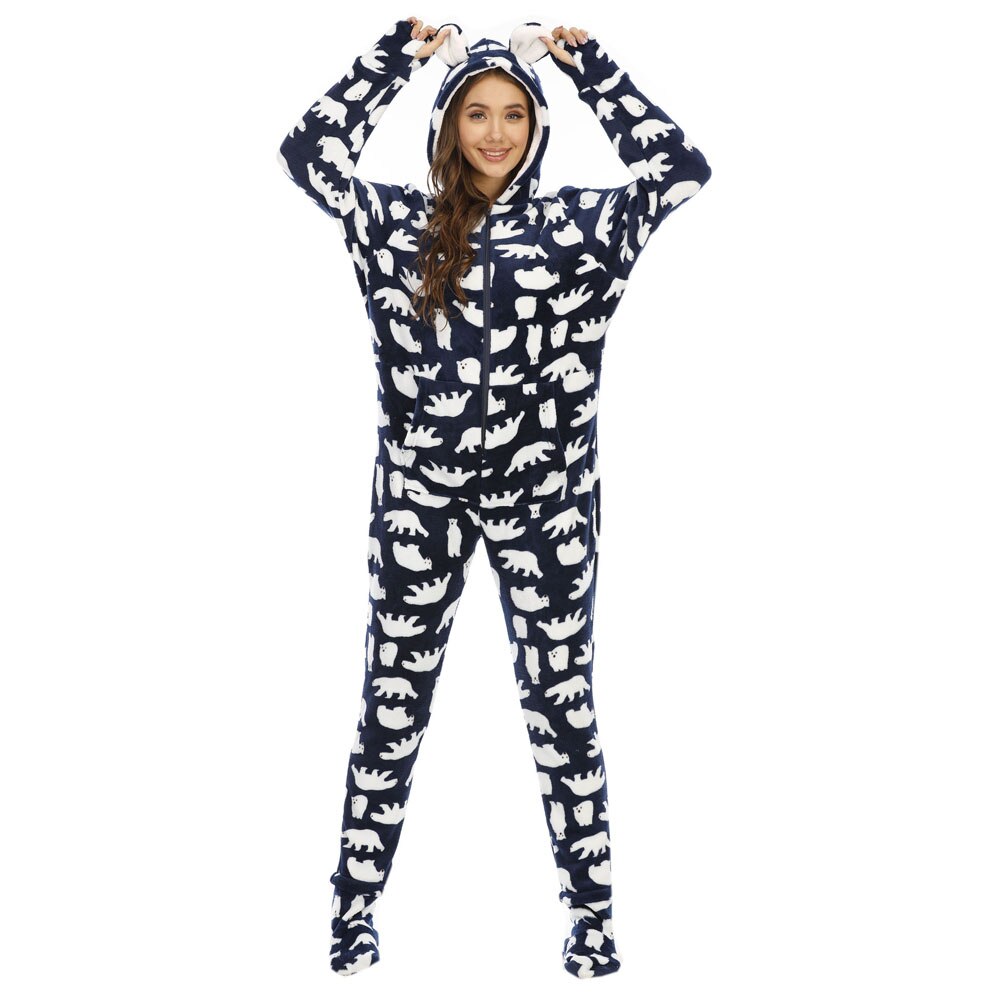 Cute Fleece ABDL Footed Hooded Onesie - Sissy Panty Shop