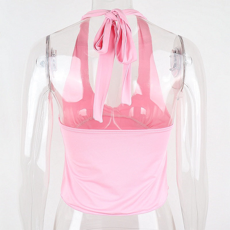 Pink Halter Crop Top - Sissy Panty Shop