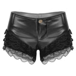 Slutty Leather & Lace Shorts - Sissy Panty Shop
