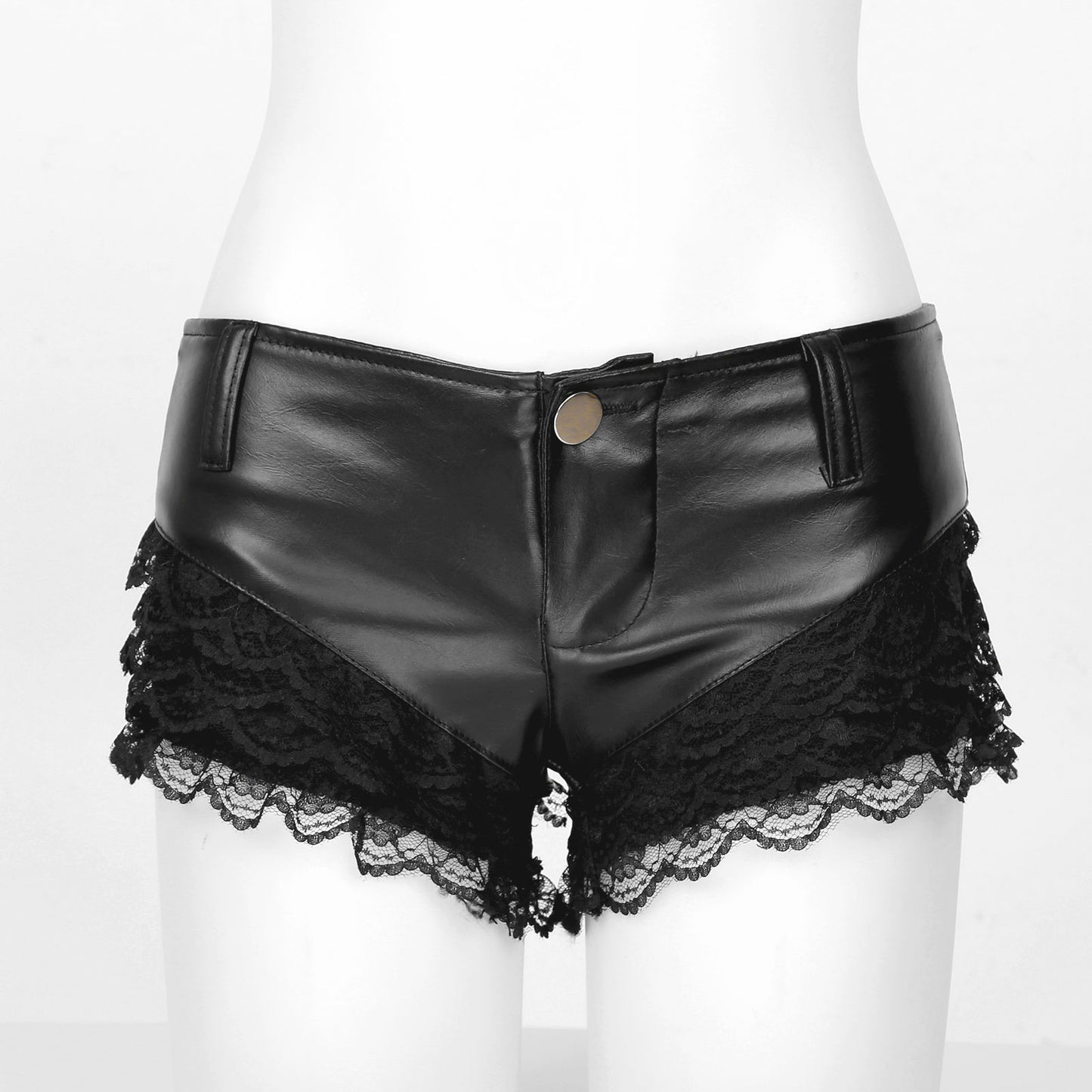 Slutty Leather & Lace Shorts - Sissy Panty Shop