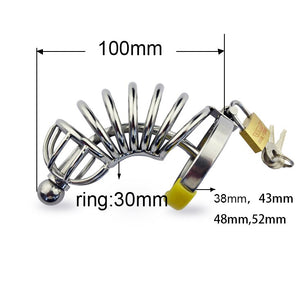 Stainless Steel Metal Male Chastity Device with Urethra Catheter - Sissy Panty Shop