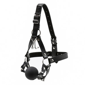 Head Harness with Nose Hook Ball Gag - Sissy Panty Shop