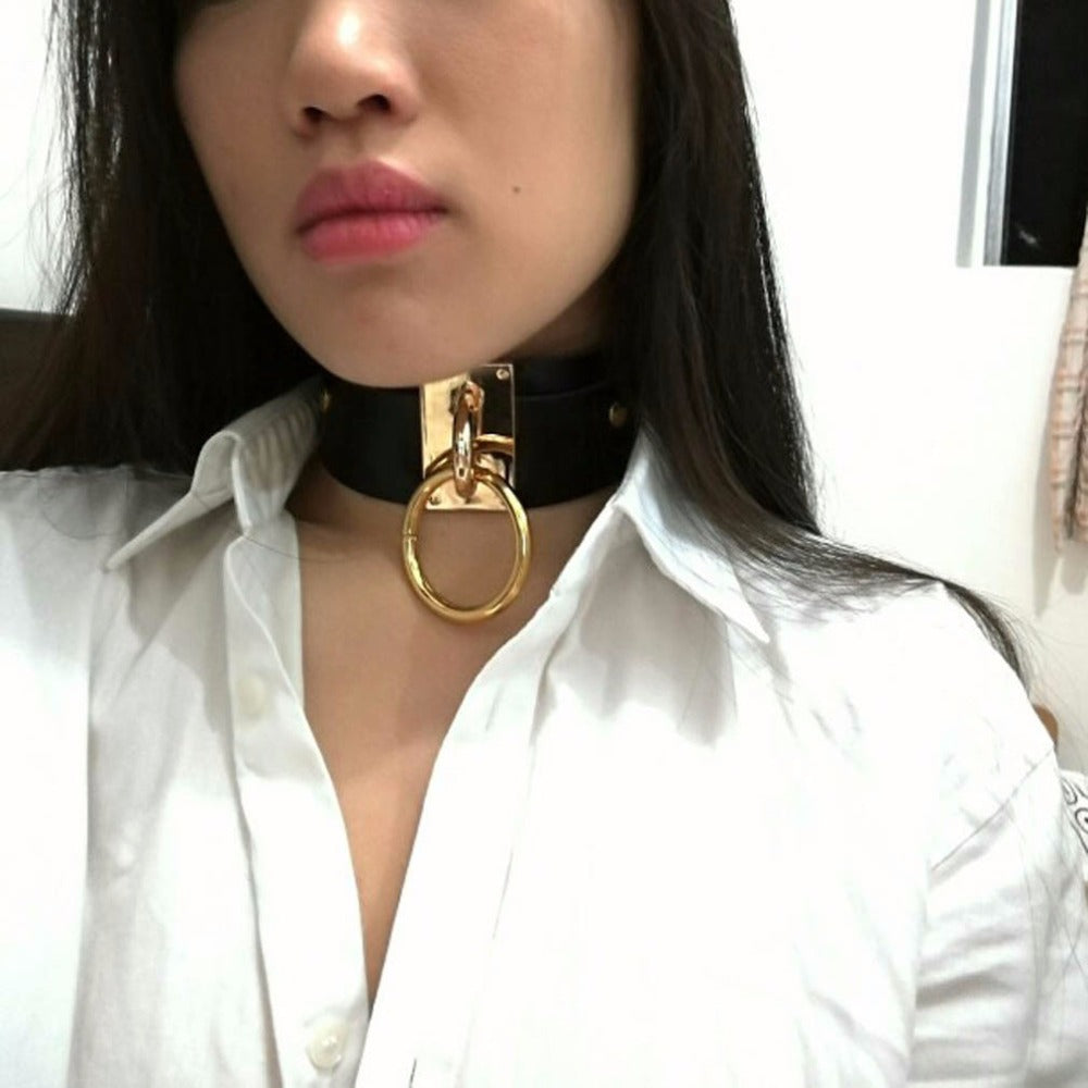BDSM Handmade Leather Collar - Sissy Panty Shop