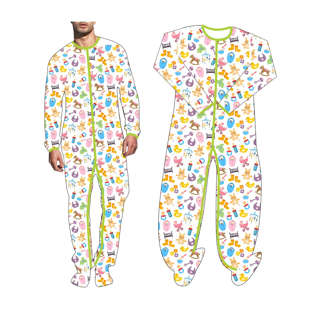 Rabbit Print Adult Onesie with Foot - Sissy Panty Shop