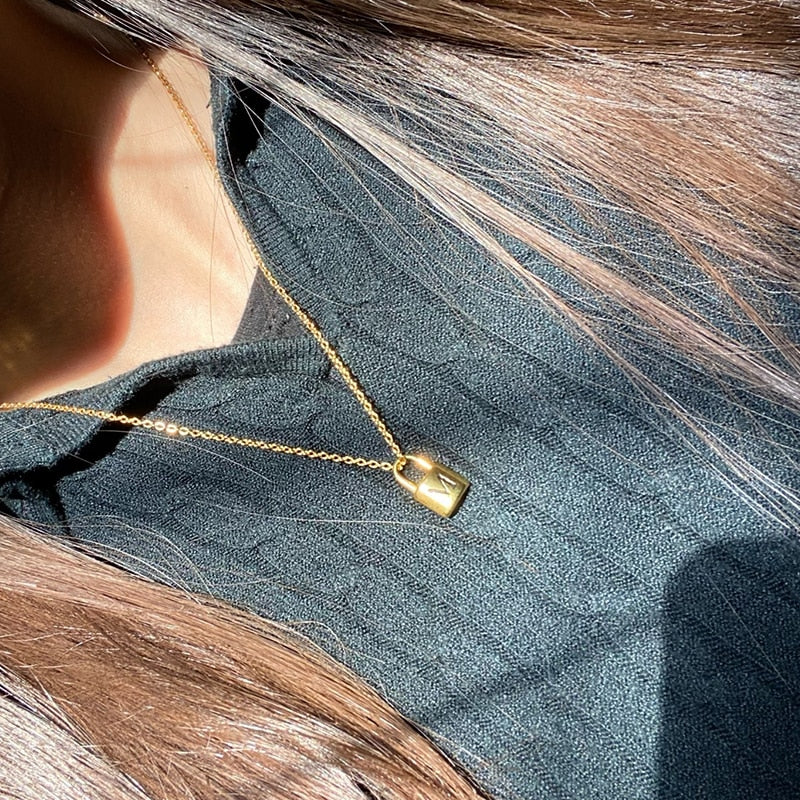 Personalized BDSM, DDLG Initial Padlock Necklace - Sissy Panty Shop