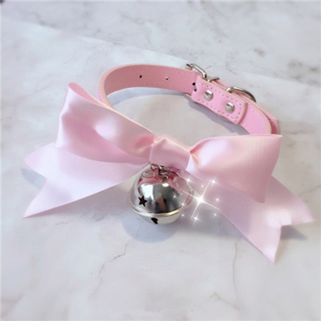Pink Bow BDSM Collar & Lead Set - Sissy Panty Shop