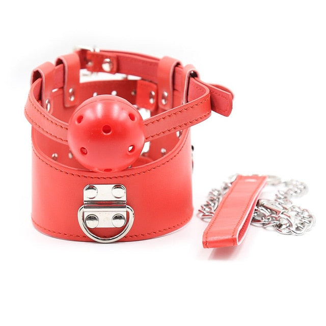 Slave Collar With Mouth Gag Ball - Sissy Panty Shop