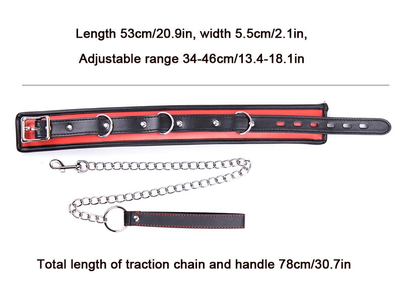 BDSM Slave Collar & Chain Lead - Sissy Panty Shop