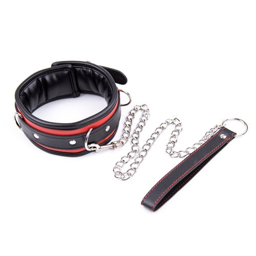 BDSM Slave Collar & Chain Lead - Sissy Panty Shop