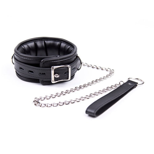BDSM Slave Collar & Chain Lead - Sissy Panty Shop