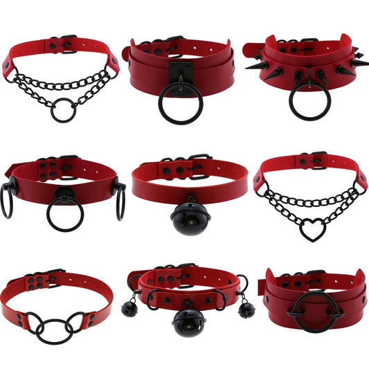 BDSM, DDLG, Submissive Slave Collar Choker (Red Collection) - Sissy Panty Shop