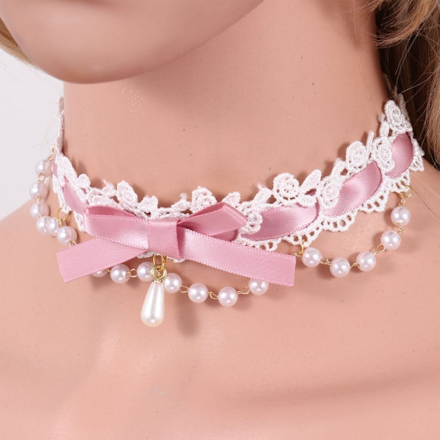 BDSM, DDLG Ribbon & Lace Choker Necklace - Sissy Panty Shop