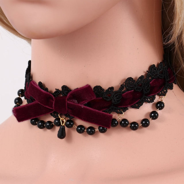 BDSM, DDLG Ribbon & Lace Choker Necklace - Sissy Panty Shop