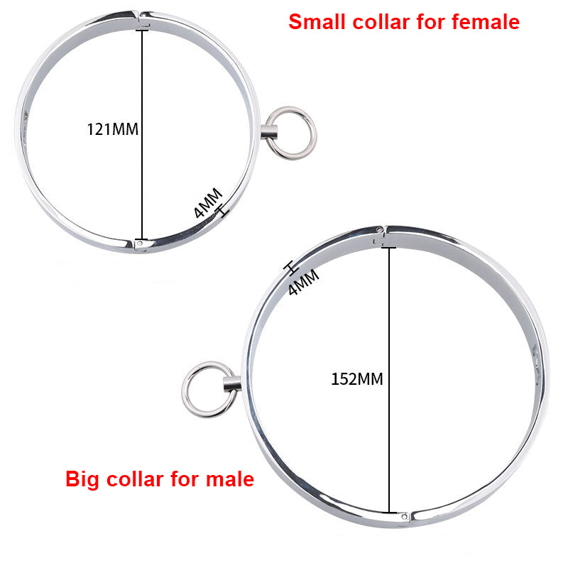 BDSM Metal Neck Collar with Leash - Sissy Panty Shop