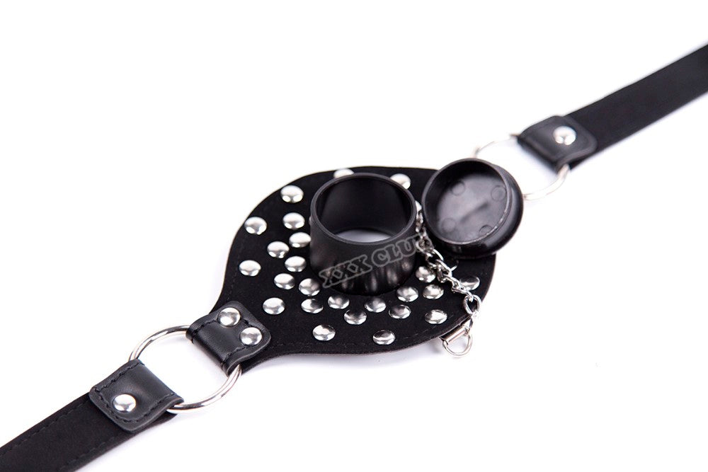 Open Mouth Leather Mouth Gag with Hole - Sissy Panty Shop