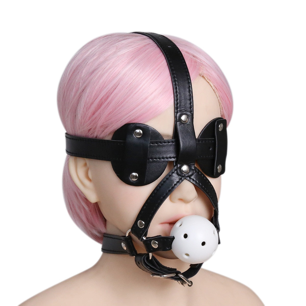 Blindfold and Hard Ball Gag Harness - Sissy Panty Shop