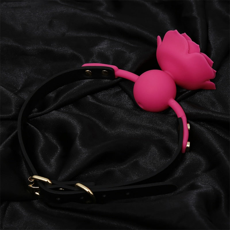 Breathable Rose Open Mouth Ball Gag - Sissy Panty Shop