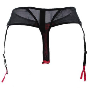 Black Polka Dot Lace Garters Belt - Sissy Panty Shop