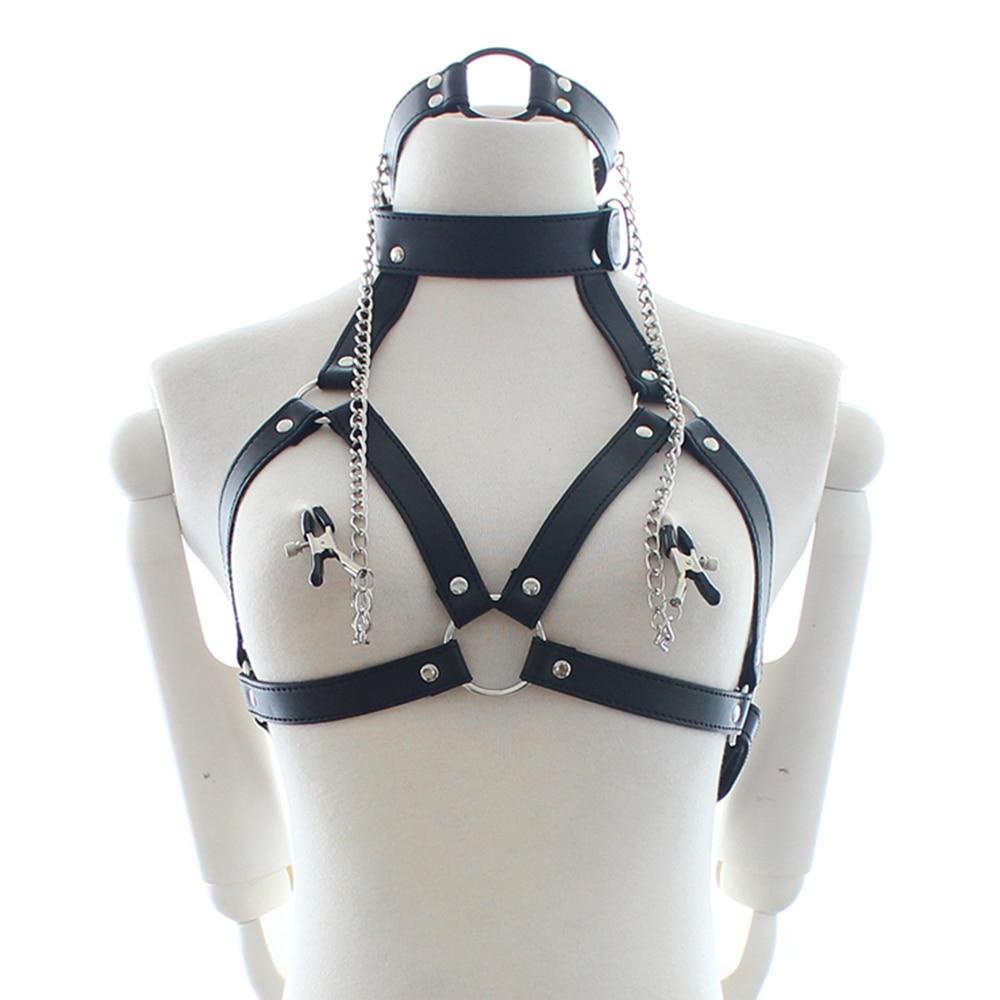 Faux Leather Restraints Nipple Clamps - Sissy Panty Shop