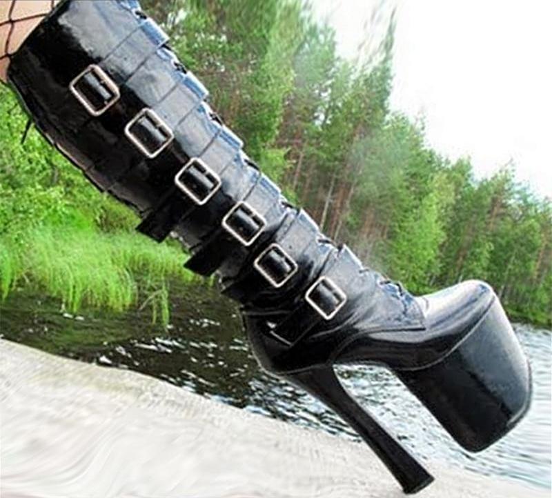 "Sissy Leandra" Buckled Platform Boots - Sissy Panty Shop