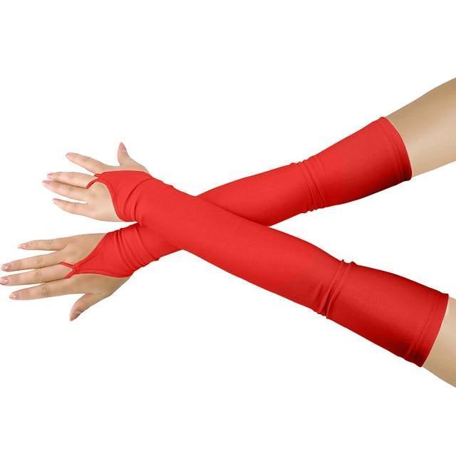 18" Lycra Fingerless Over Elbow Gloves - Sissy Panty Shop