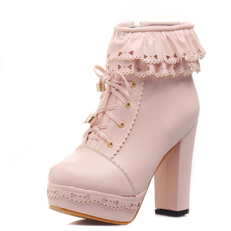 Exclusive 'Sissy Stephanie' Pink Lace-Up Ankle Boots for the Feminine Soul - Limited Stock! - Sissy Panty Shop