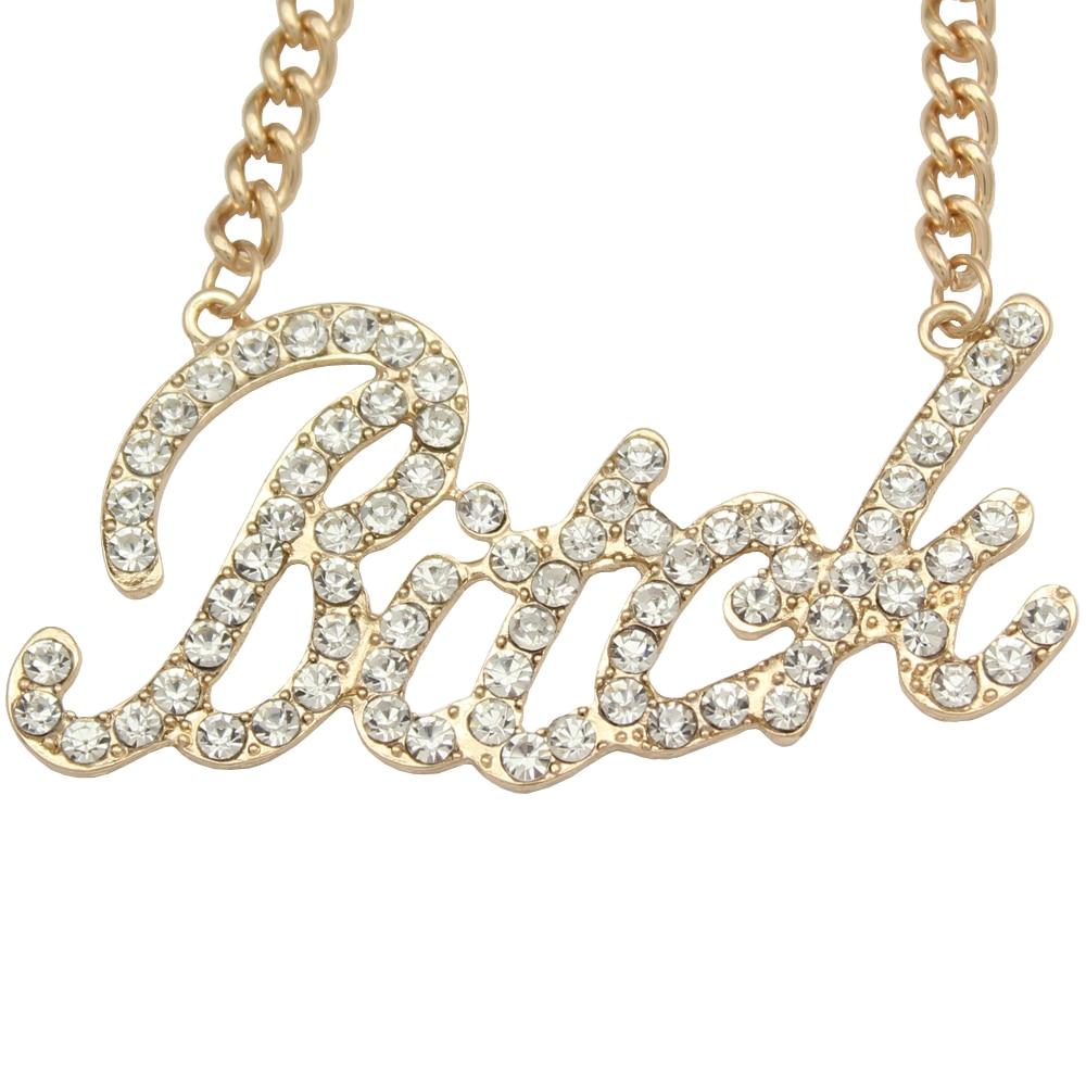 "Bitch" Crystal Sissy Necklace - Sissy Panty Shop