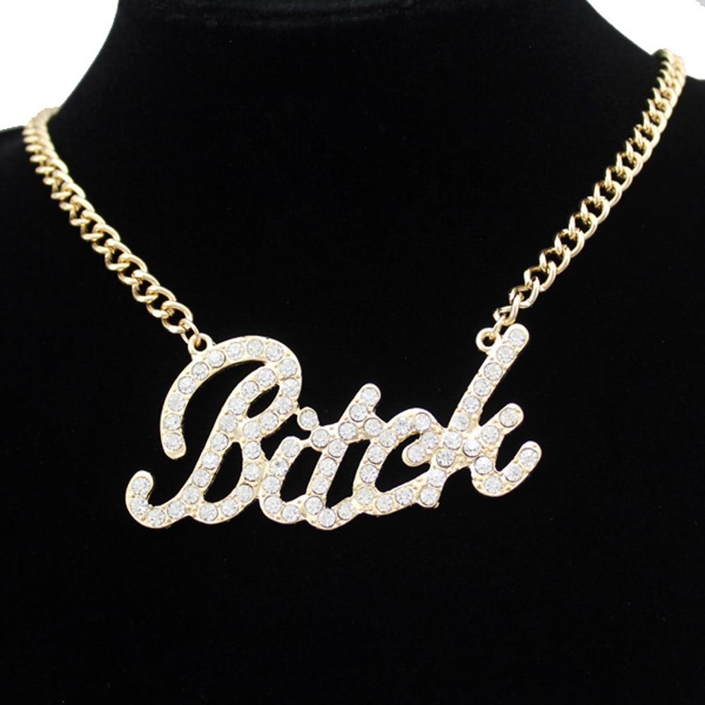"Bitch" Crystal Sissy Necklace - Sissy Panty Shop