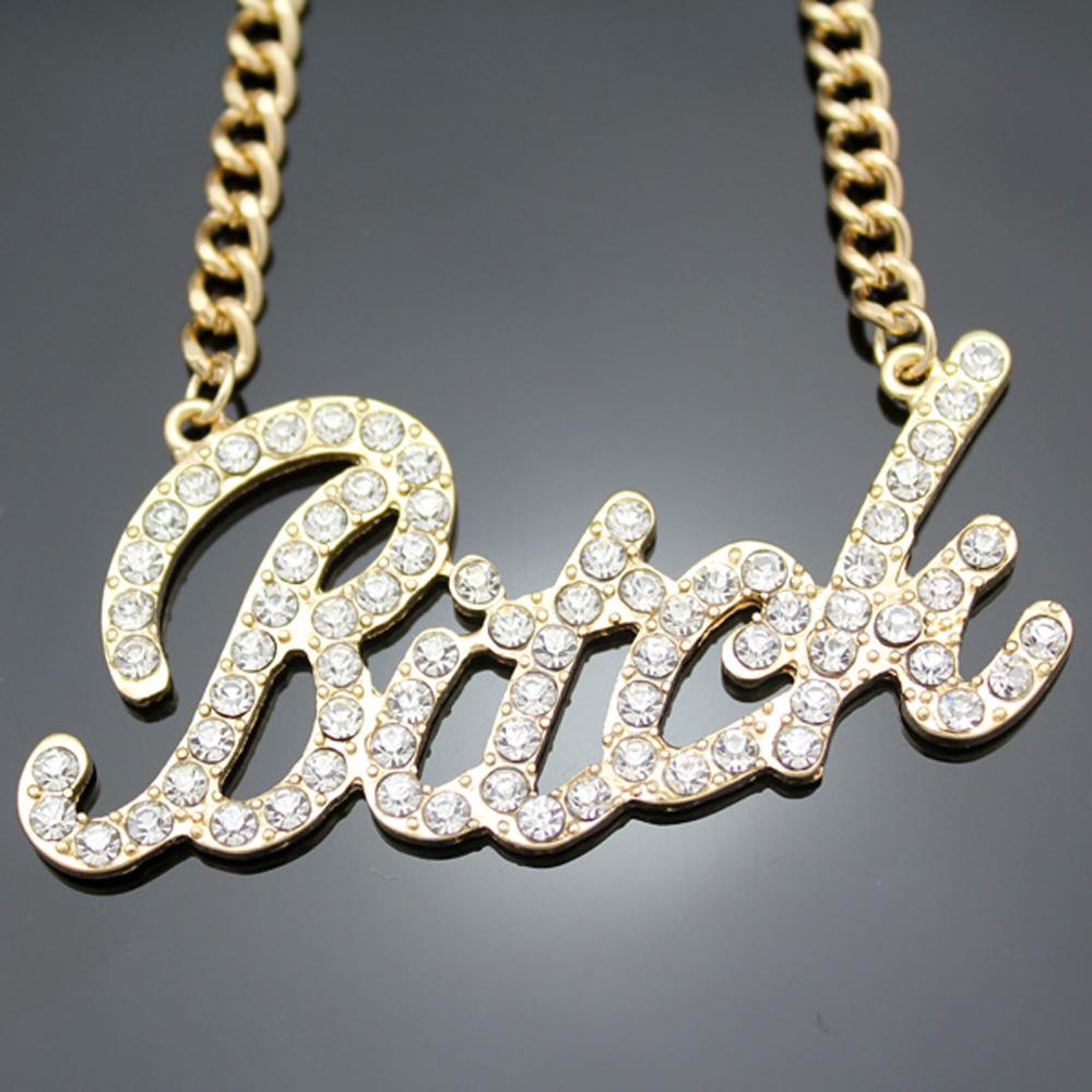 "Bitch" Crystal Sissy Necklace - Sissy Panty Shop