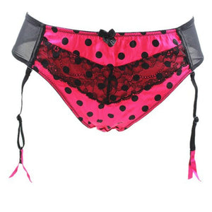 Black Polka Dot Lace Garters Belt - Sissy Panty Shop