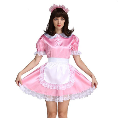 "Sissy Gloria" Lockable Satin Maid Dress - Sissy Panty Shop