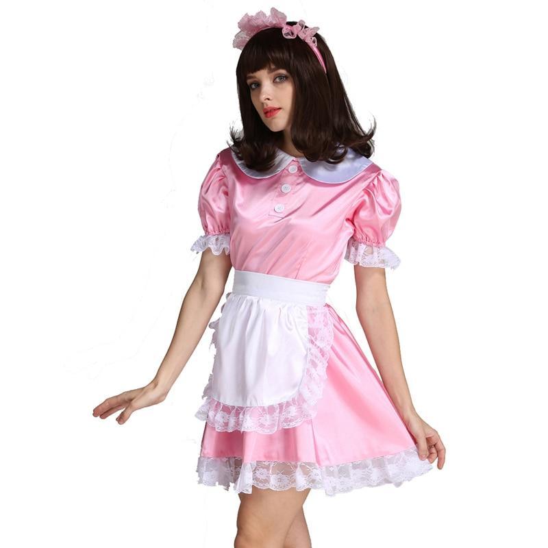 "Sissy Gloria" Lockable Satin Maid Dress - Sissy Panty Shop