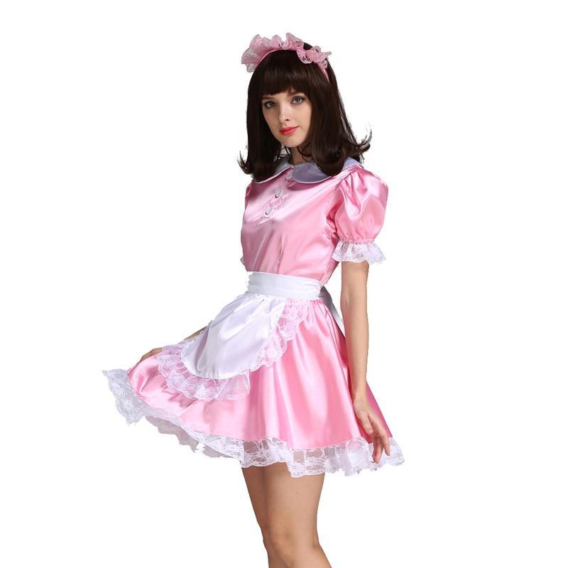 "Sissy Gloria" Lockable Satin Maid Dress - Sissy Panty Shop