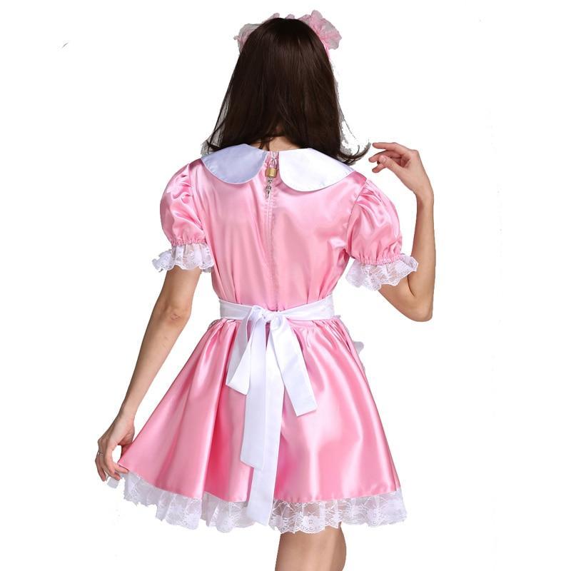 "Sissy Gloria" Lockable Satin Maid Dress - Sissy Panty Shop