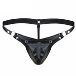 Faux Leather Buckled Bulge Pouch G-string - Sissy Panty Shop