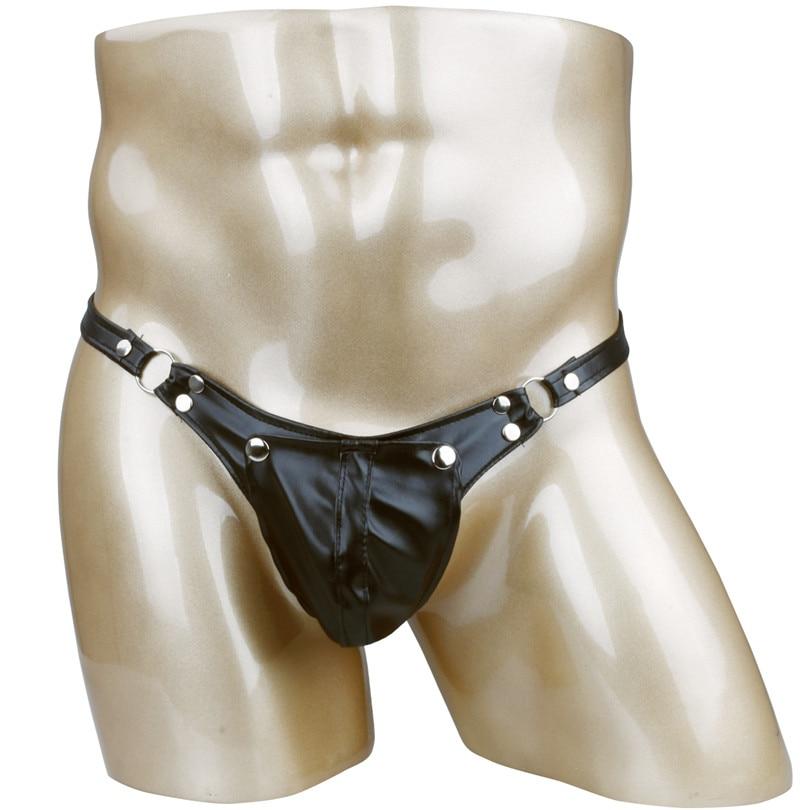 Faux Leather Buckled Bulge Pouch G-string - Sissy Panty Shop