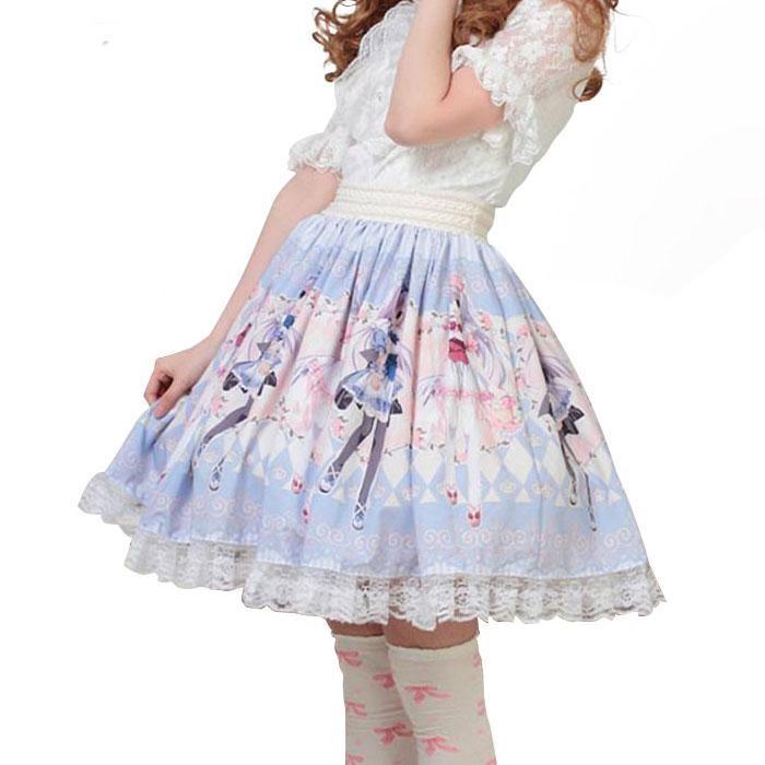 Anime Pleated Lace Trimmed Lolita Skirt - Sissy Panty Shop